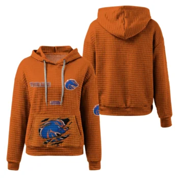 Personalized Boise State Broncos 3D Waffle Hoodie - Claw Design Orange