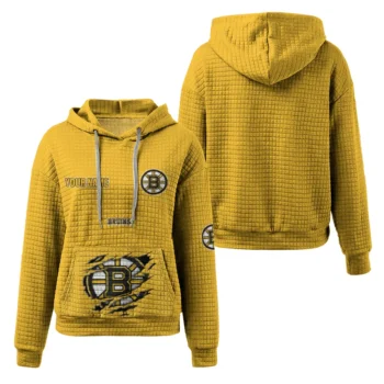 Custom Boston Bruins 3D Waffle Hoodie - Claw Design Gold