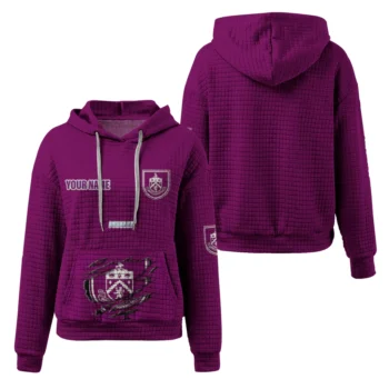 Customized Burnley 3D Waffle Hoodie - Claw Design Burgundy