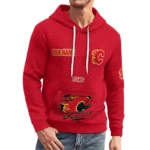 calgary-flames-3d-waffle-quarter-no-zip-hoodie-personalized-claw-design-red-latest-model.webp
