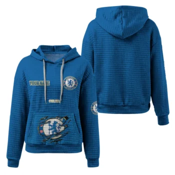 Personalized Chelsea 3D Waffle Hoodie - Claw Design Royal Blue