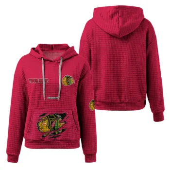 Customized Chicago Blackhawks 3D Waffle Hoodie - Claw Design Red