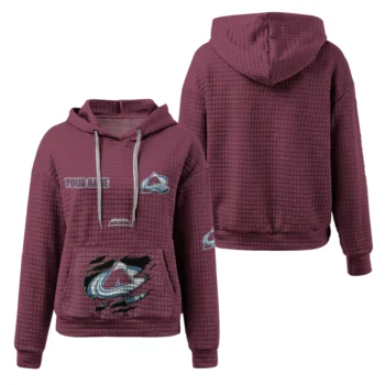 Personalized Colorado Avalanche 3D Waffle Hoodie - Claw Design Burgundy