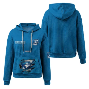 Personalized Creighton Bluejays 3D Waffle Hoodie - Claw Design Blue