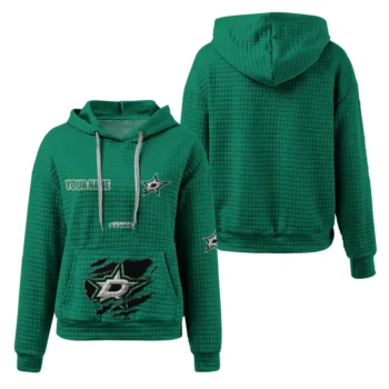 Customized Dallas Stars 3D Waffle Hoodie - Claw Design Green