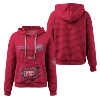 Customized Detroit Pistons 3D Waffle Hoodie - Claw Design Red