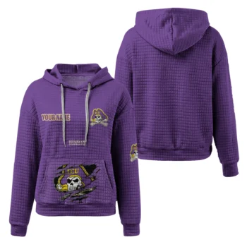 Custom East Carolina Pirates 3D Waffle Hoodie - Claw Design Purple
