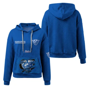 Custom Georgia State Panthers 3D Waffle Hoodie - Claw Design Blue