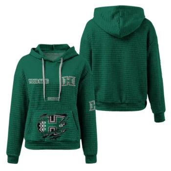 Personalized Hawaii Rainbow Warriors 3D Waffle Hoodie - Claw Design Green