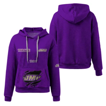 Custom James Madison Dukes 3D Waffle Hoodie - Claw Design Purple