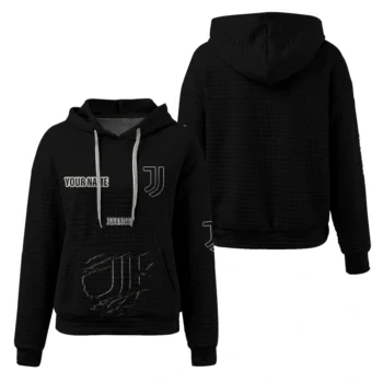 Custom Juventus 3D Waffle Hoodie - Claw Design Black