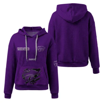 Custom Kansas State Wildcats 3D Waffle Hoodie - Claw Design Purple