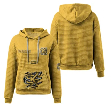 Custom Kennesaw State Owls 3D Waffle Hoodie - Claw Design Gold