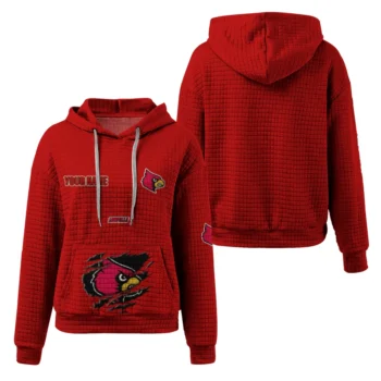 Custom Louisville Cardinals 3D Waffle Hoodie - Claw Design Red