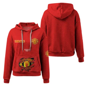 Custom Manchester United 3D Waffle Hoodie - Claw Design Red