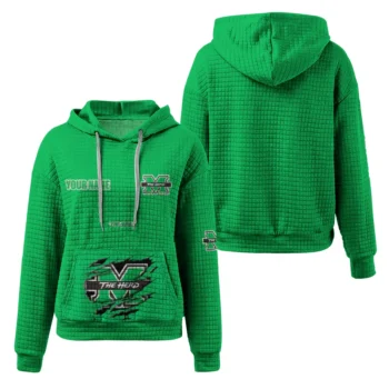 Personalized Marshall Thundering Herd 3D Waffle Hoodie - Claw Design Green