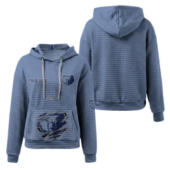 Personalized Memphis Grizzlies 3D Waffle Hoodie - Claw Design Blue