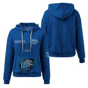 Personalized Memphis Tigers 3D Waffle Hoodie - Claw Design Blue