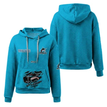 Custom Miami Marlins 3D Waffle Hoodie - Claw Design Blue