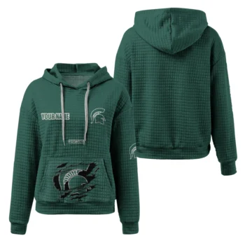 Customized Michigan State Spartans 3D Waffle Hoodie - Claw Design Green