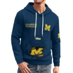michigan-wolverines-3d-waffle-quarter-no-zip-hoodie-personalized-claw-design-blue-latest-model.webp