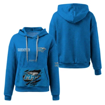 Personalized Middle Tennessee Blue Raiders 3D Waffle Hoodie - Claw Design Blue
