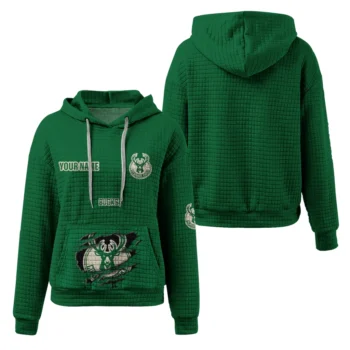 Custom Milwaukee Bucks 3D Waffle Hoodie - Claw Design Green