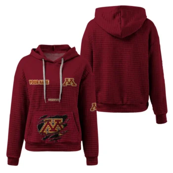 Custom Minnesota Golden Gophers 3D Waffle Hoodie - Claw Design Maroon