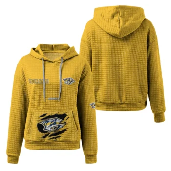 Personalized Nashville Predators 3D Waffle Hoodie - Claw Design Gold