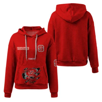Customized NC State Wolfpack 3D Waffle Hoodie - Claw Design Red