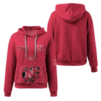 Personalized Nebraska Cornhuskers 3D Waffle Hoodie - Claw Design Red