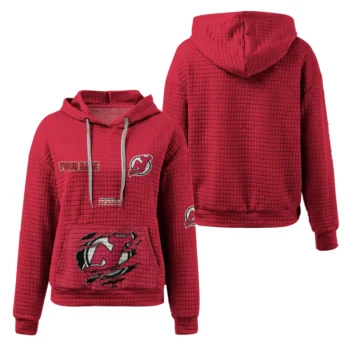 Custom New Jersey Devils 3D Waffle Hoodie - Claw Design Red