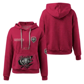 Customized New Mexico Lobos 3D Waffle Hoodie - Claw Design Red