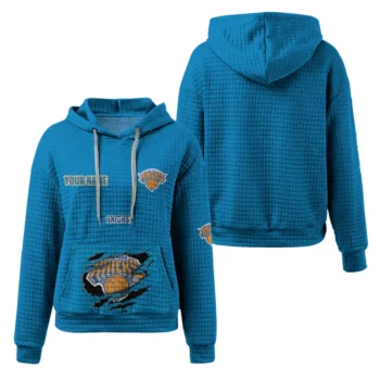 Customized New York Knicks 3D Waffle Hoodie - Claw Design Blue