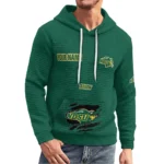 north-dakota-state-bison-3d-waffle-quarter-no-zip-hoodie-customized-claw-design-green-latest-model.webp