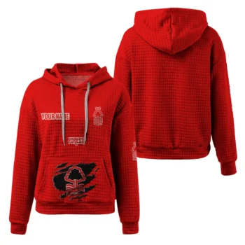 Personalized Nottingham Forest 3D Waffle Hoodie - Claw Design Red