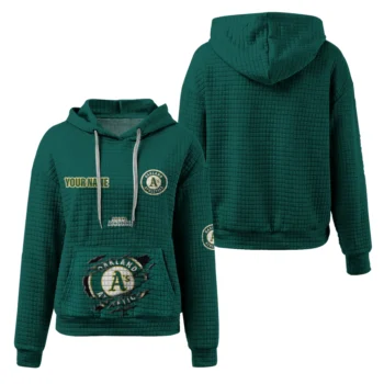Personalized Oakland Athletics 3D Waffle Hoodie - Claw Design Green