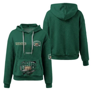 Custom Ohio Bobcats 3D Waffle Hoodie - Claw Design Green