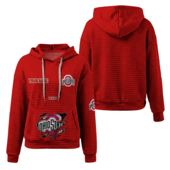 Personalized Ohio State Buckeyes 3D Waffle Hoodie - Claw Design Scarlet