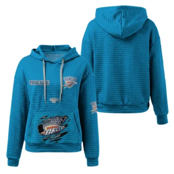 Personalized Oklahoma City Thunder 3D Waffle Hoodie - Claw Design Blue