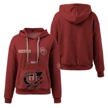 Custom Oklahoma Sooners 3D Waffle Hoodie - Claw Design Crimson