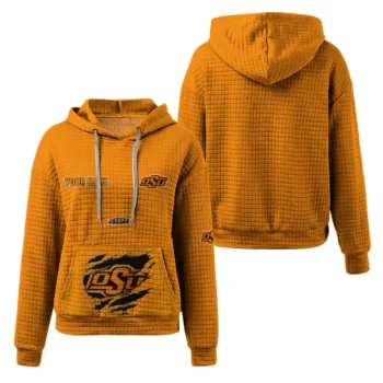Customized Oklahoma State Cowboys 3D Waffle Hoodie - Claw Design Orange