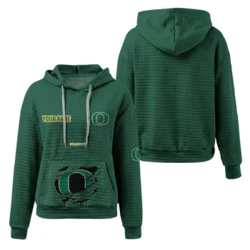 Personalized Oregon Ducks 3D Waffle Hoodie - Claw Design Green