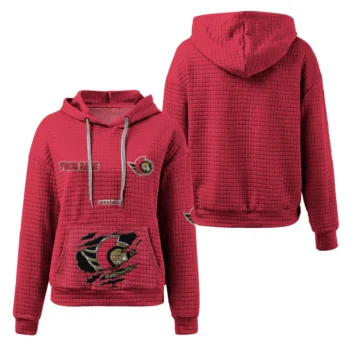 Custom Ottawa Senators 3D Waffle Hoodie - Claw Design Red