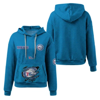 Custom Philadelphia 76ers 3D Waffle Hoodie - Claw Design Blue