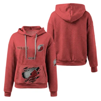 Personalized Portland Trail Blazers 3D Waffle Hoodie - Claw Design Red