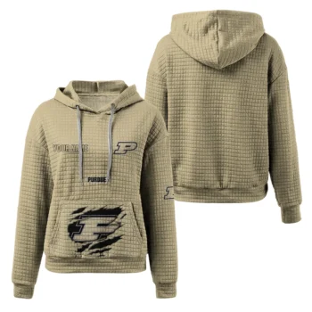 Customized Purdue Boilermakers 3D Waffle Hoodie - Claw Design Gold