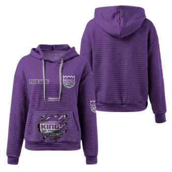 Custom Sacramento Kings 3D Waffle Hoodie - Claw Design Purple