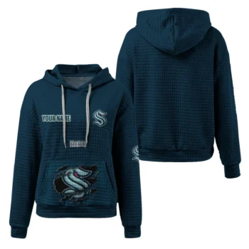 Customized Seattle Kraken 3D Waffle Hoodie - Claw Design Blue