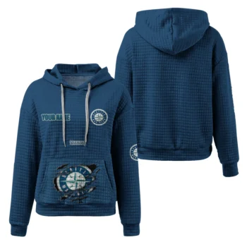 Customized Seattle Mariners 3D Waffle Hoodie - Claw Design Navy Blue